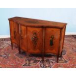 ϒ A Sheraton Revival satinwood and polychrome painted side cabinet