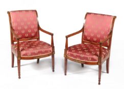 A set of four Continental fruitwood fauteuils