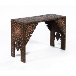 ϒ A Syrian hardwood and mother of pearl inlaid table