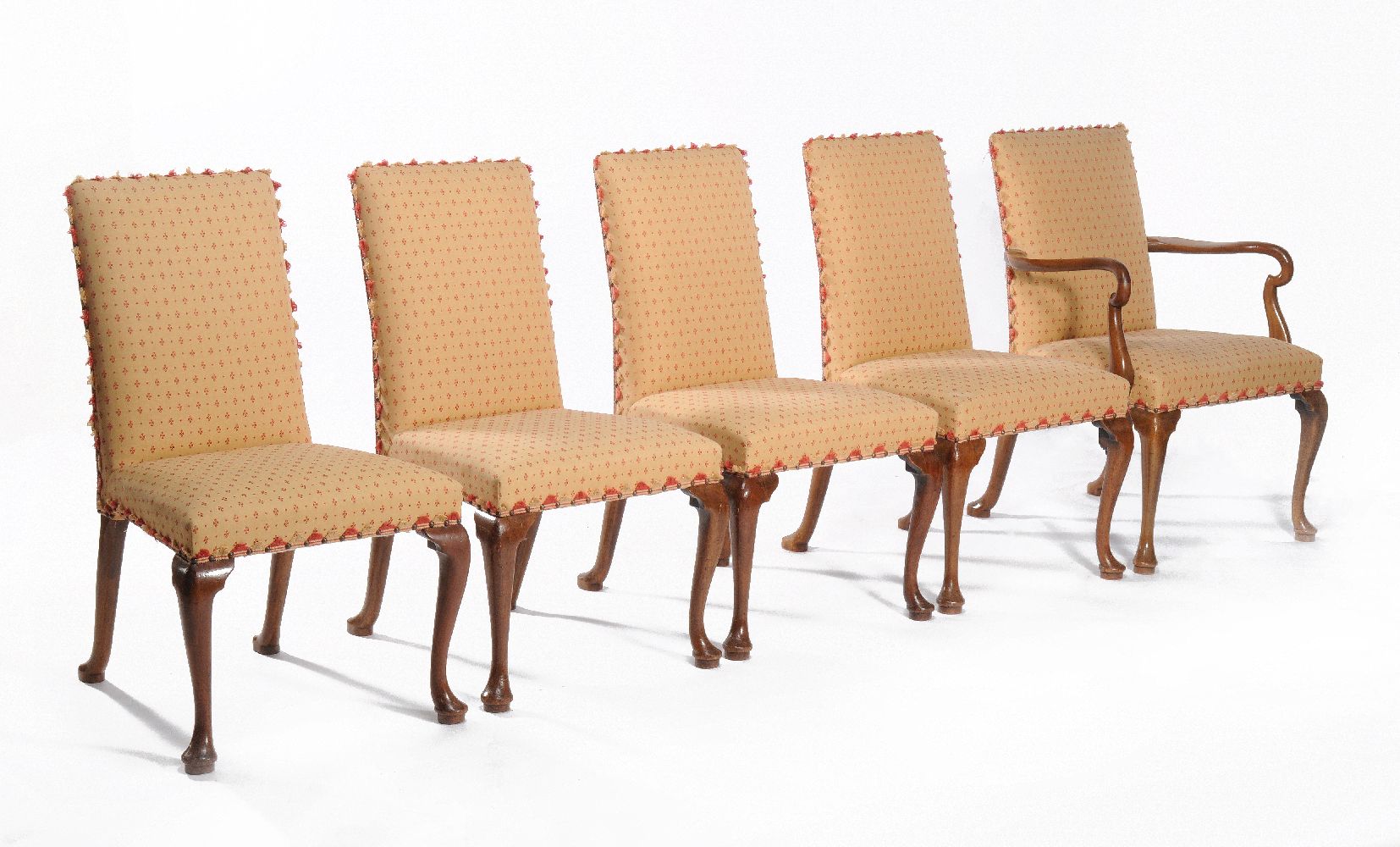 A set of sixteen walnut and upholstered dining chairs - Image 3 of 3