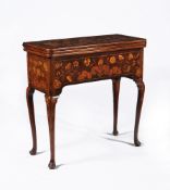 A Dutch walnut and marquetry combined tea and writing table