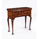 A Dutch walnut and marquetry combined tea and writing table