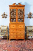 ϒ A Regency satinwood and kingwood crossbanded secretaire bookcase