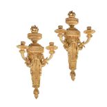 Another pair of Continental giltwood twin light wall appliques in Louis XVI style
