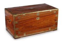 A Victorian camphor wood and brass banded campaign trunk