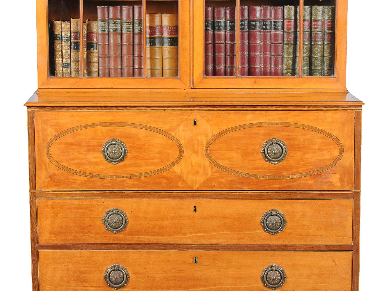 ϒ A George III satinwood and rosewood banded secretaire bookcase - Image 4 of 4