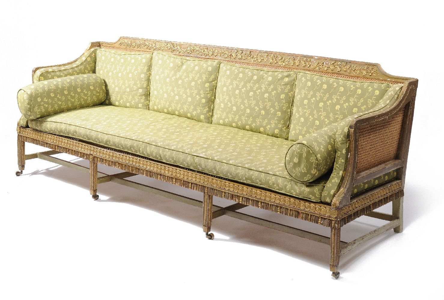 A George III gilt and green painted carved wood sofa - Image 2 of 5