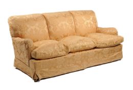 A beech and upholstered sofa