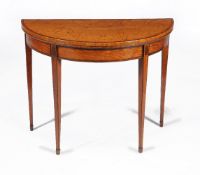 A George III satinwood and purple heart banded folding card table