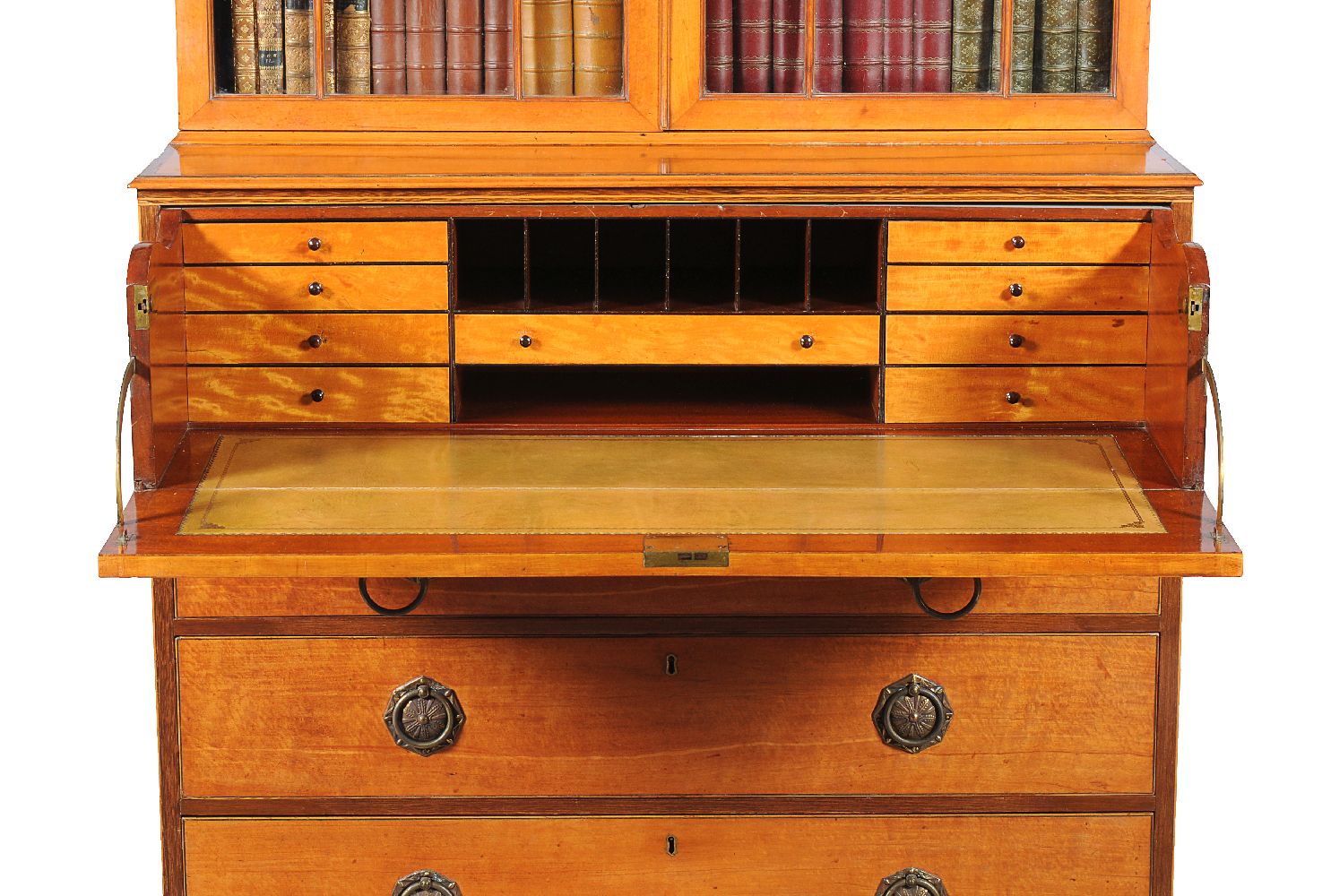 ϒ A George III satinwood and rosewood banded secretaire bookcase - Image 3 of 4