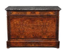 A Louis Philippe burr and figured walnut commode