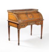 ϒ A parquetry and gilt mounted cylinder bureau in Louis XVI style