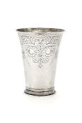 A mid 17th century Dutch silver tapered beaker