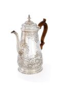 A George II silver baluster coffee pot