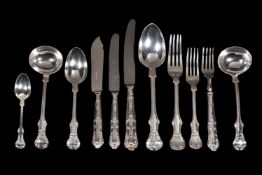 A Victorian silver Victoria pattern table service mainly by Charles Lias