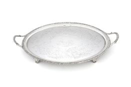 A George III silver oval twin handled tray by Thomas Hannam & John Crouch II