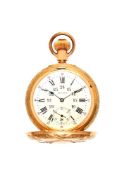 Waltham, a 14 carat gold keyless wind full hunter pocket watch