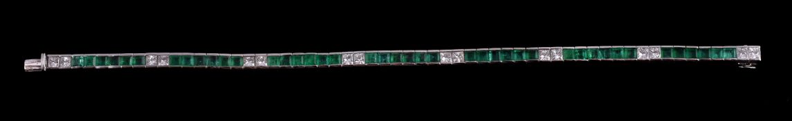 An emerald and diamond bracelet