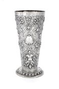 A Victorian silver large tapered vase by John Septimus Beresford