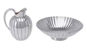 Georg Jensen, a Danish silver Bernadotte strawberry bowl and cream jug