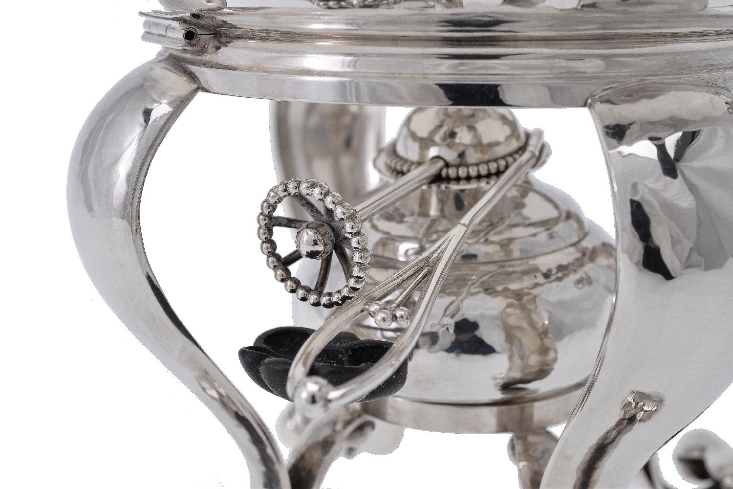 ϒ Georg Jensen, a Danish silver Blossom pattern kettle on stand - Image 3 of 4