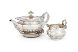 ϒ A George IV silver compressed spherical tea pot