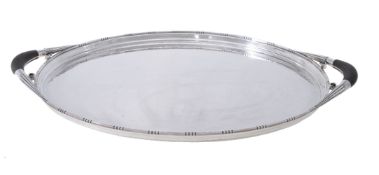 ϒ Georg Jensen, a Danish silver twin handled oval Cosmos tray