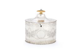 ϒ A George III silver straight-sided oval tea caddy by Charles Chesterman II