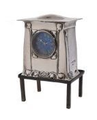 Liberty, The Sigurd, a rare Cymric silver clock by Liberty & Co