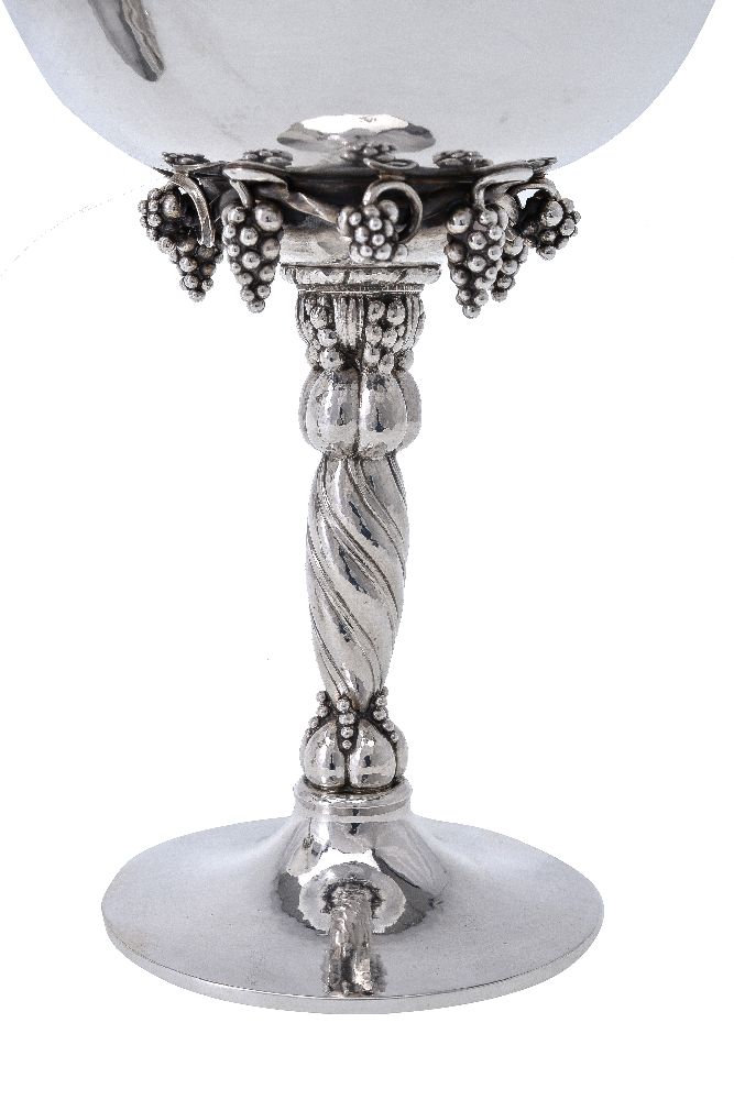 Georg Jensen, a pair of Danish silver Grape pattern pedestal bowls - Image 2 of 3