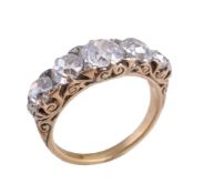 A late Victorian diamond five stone ring