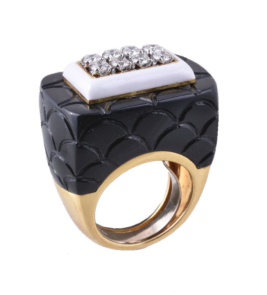 A ceramic and diamond dress ring by Veschetti