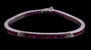 A ruby and diamond bracelet