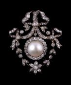 A late Victorian mabé pearl and diamond garland brooch