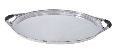 ϒ Georg Jensen, a Danish silver twin handled oval Cosmos tray