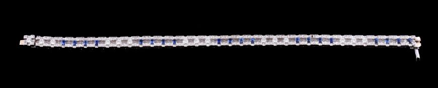 A diamond and sapphire bracelet