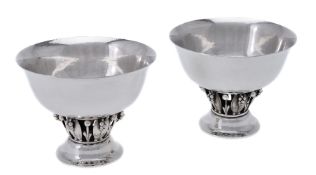 Georg Jensen, a pair Danish silver pedestal bowls