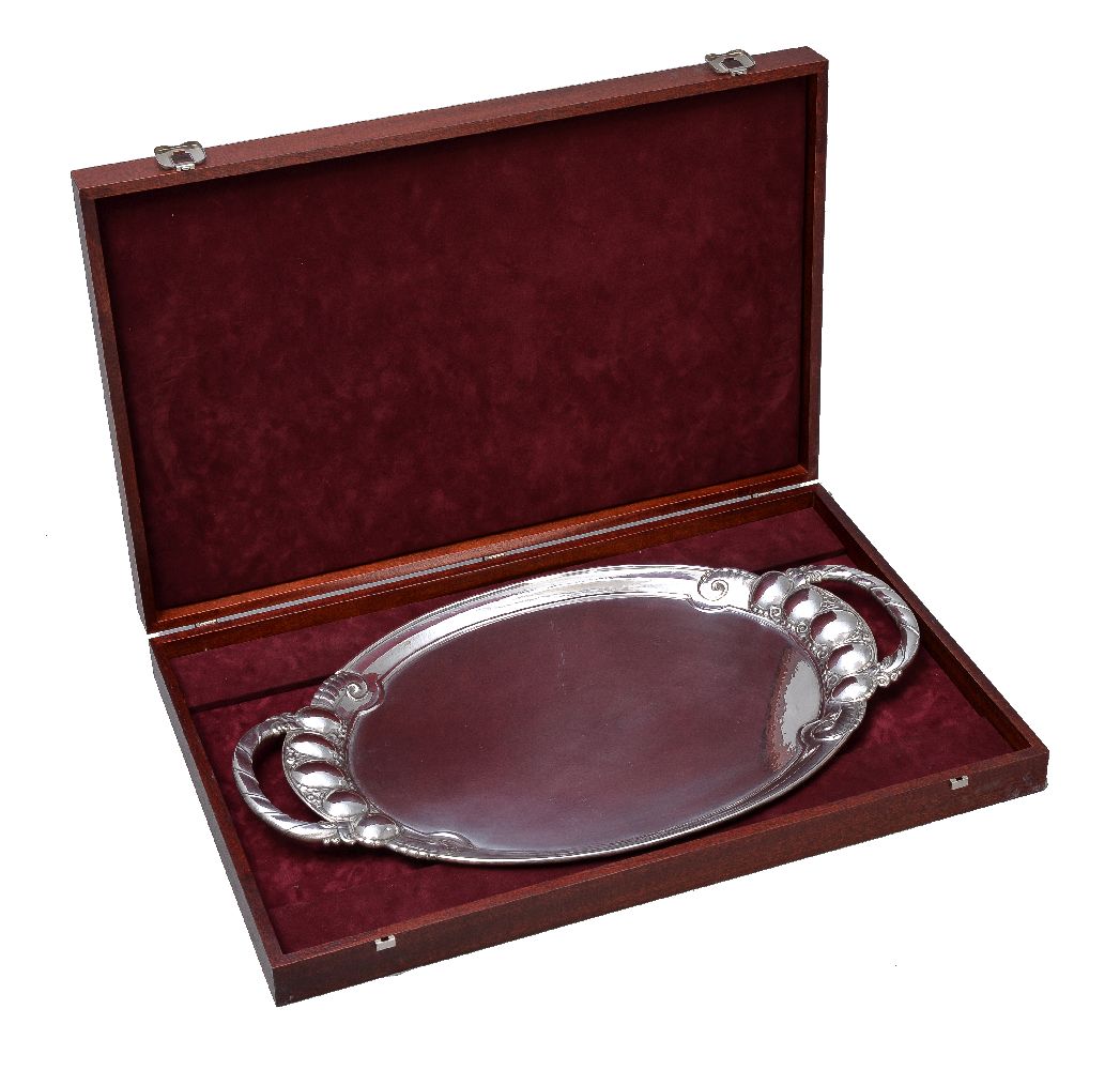 Georg Jensen, a Danish silver twin handled oval tray - Image 4 of 4