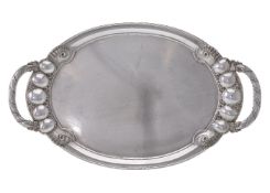 Georg Jensen, a Danish silver twin handled oval tray