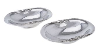 Georg Jensen, a pair of Danish silver Blossom oval dishes