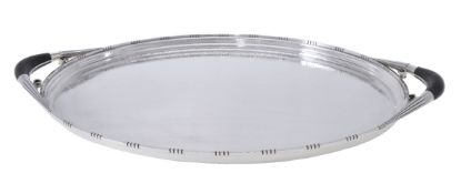 ϒ Georg Jensen, a Danish silver twin handled oval Cosmos tray