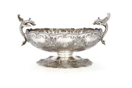 An Italian silver shaped oval pedestal bowl
