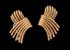 A pair of gold coloured ear clips by Jean Schlumberger for Tiffany & Co.