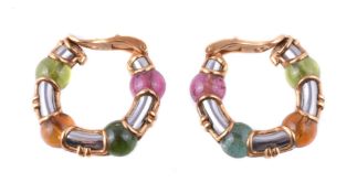 A pair of multi coloured tourmaline earrings by Bulgari