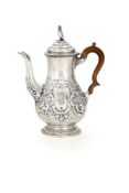 A Victorian silver baluster coffee pot by Edward Ker Reid