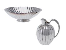 Georg Jensen, a Danish silver Bernadotte strawberry bowl and cream jug