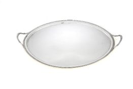 A George III silver oval twin handled tray by Timothy Renou