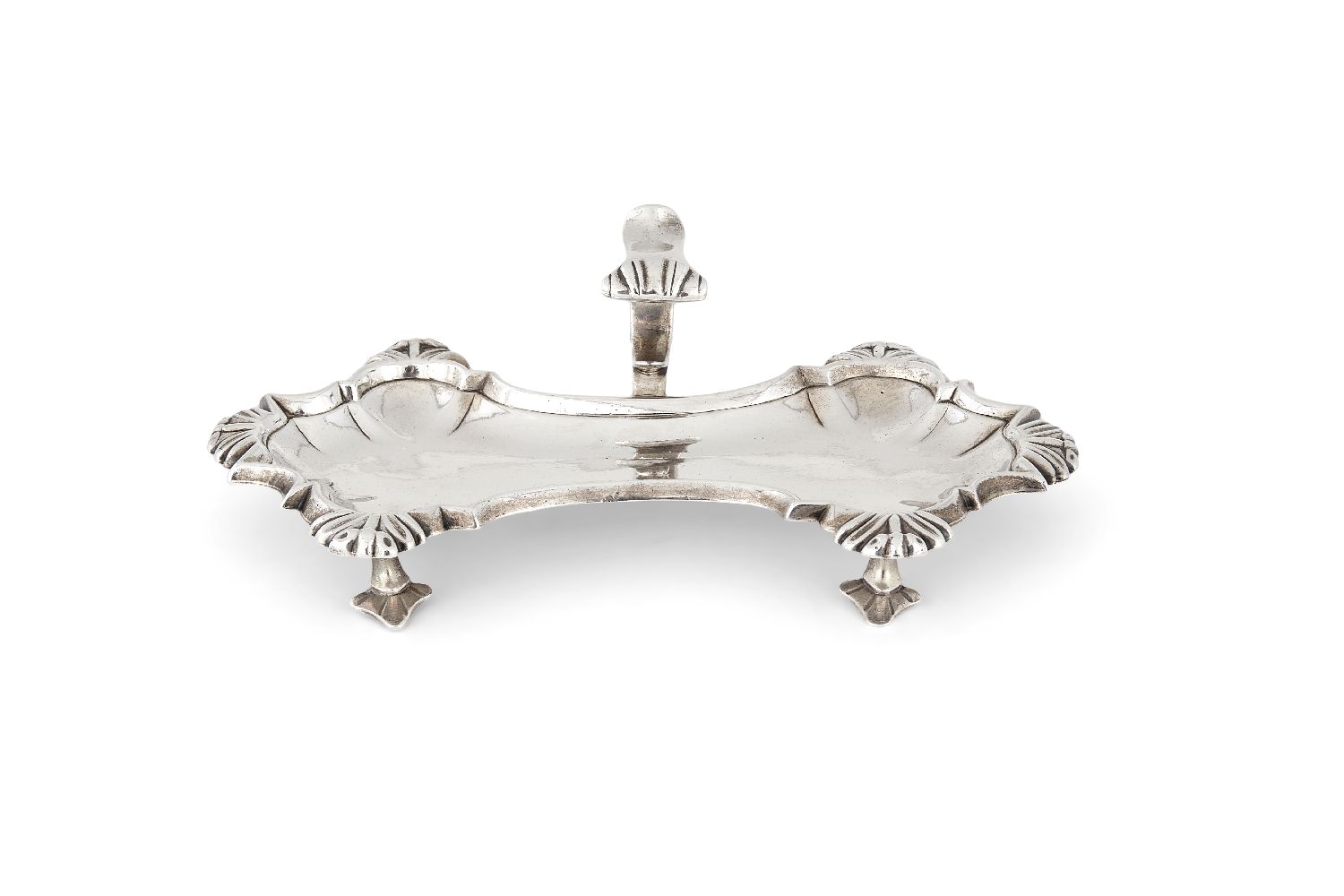 A late George II silver snuffers tray by William Grundy