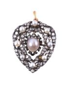 An early 20th century pearl and diamond brooch/pendant