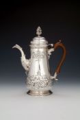 A George III Scottish silver baluster coffee pot by Ker & Dempster